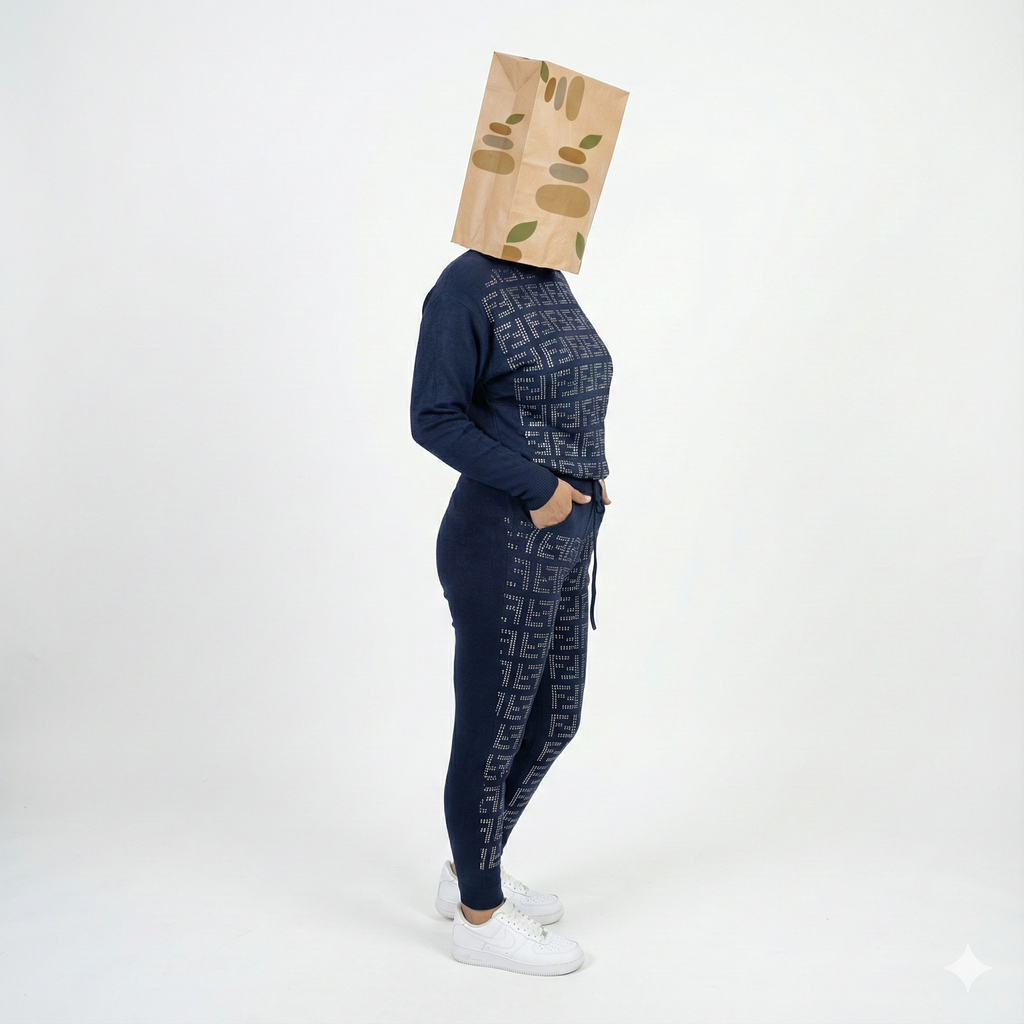 Midnight Navy Geometric Knit Set